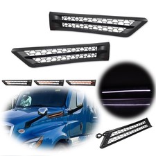 Dynamic Amber & White LED Hood Grille Vents Pair For 18-25 Freightliner Cascadia