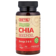 Deva Vegan Chia Seed Oil Omega 3-6-9 90 Vegan Caps Dairy-Free, Egg-Free, Fish
