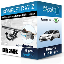 Für Skoda E-Citigo 19-21 BRINK Anhängerkupplung abnehmbar + 13polig E-Satz neu