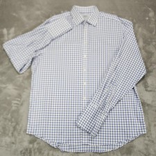 Charles Tyrwhitt Shirt Mens 17.5 38 Blue Check Long Sleeve Button Up Cotton