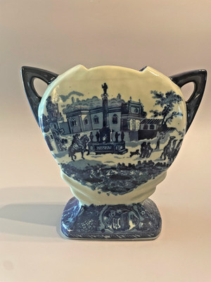 Unique Shape Vintage Victoria Ware Flow Blue Vase 8  Ironstone Marked
