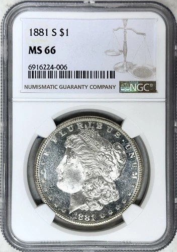 1881 S MORGAN SILVER DOLLAR NGC MS66 GREAT EYE APPEAL