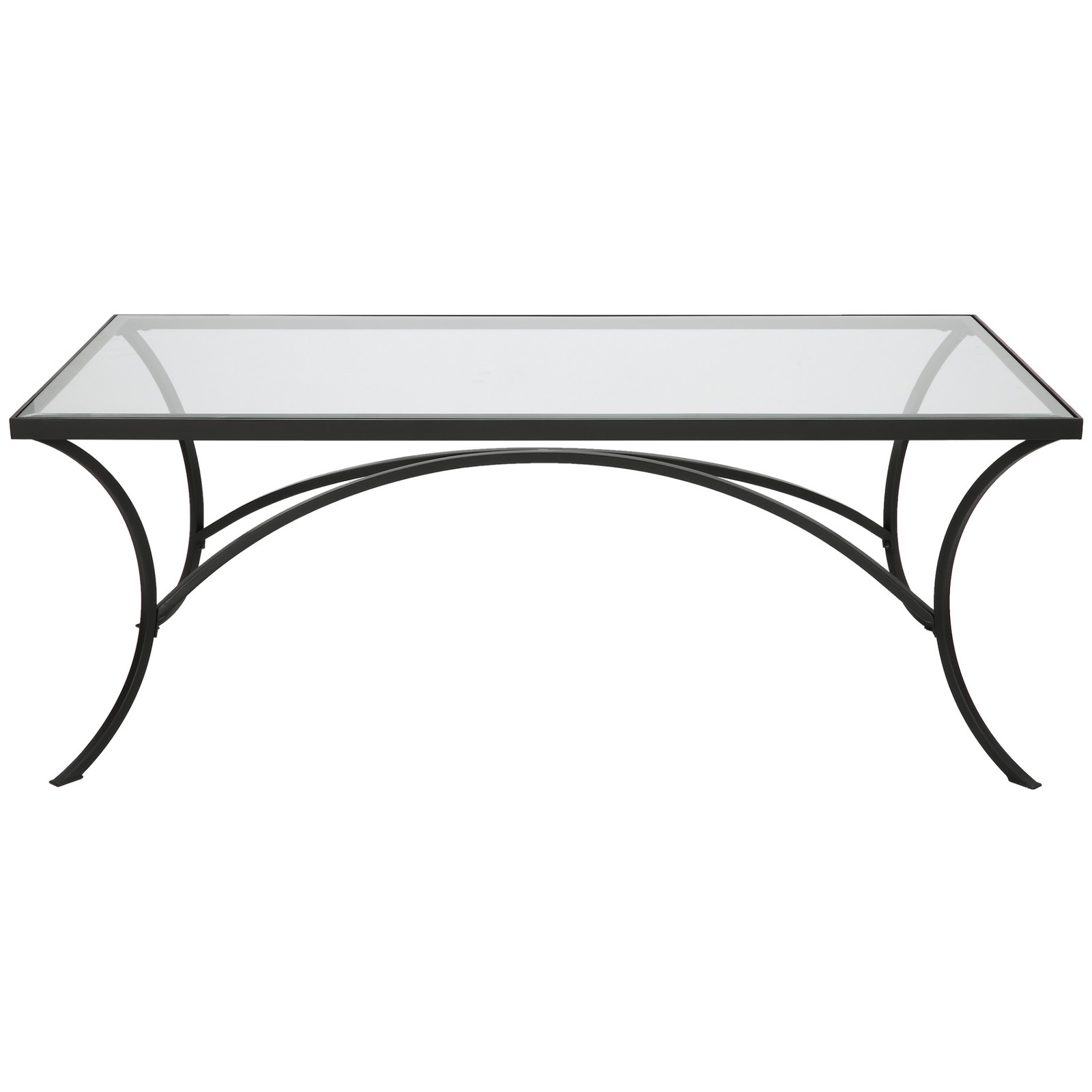 Uttermost Alayna 24-Inch Black Metal Coffee Table with Tempered Glass Top