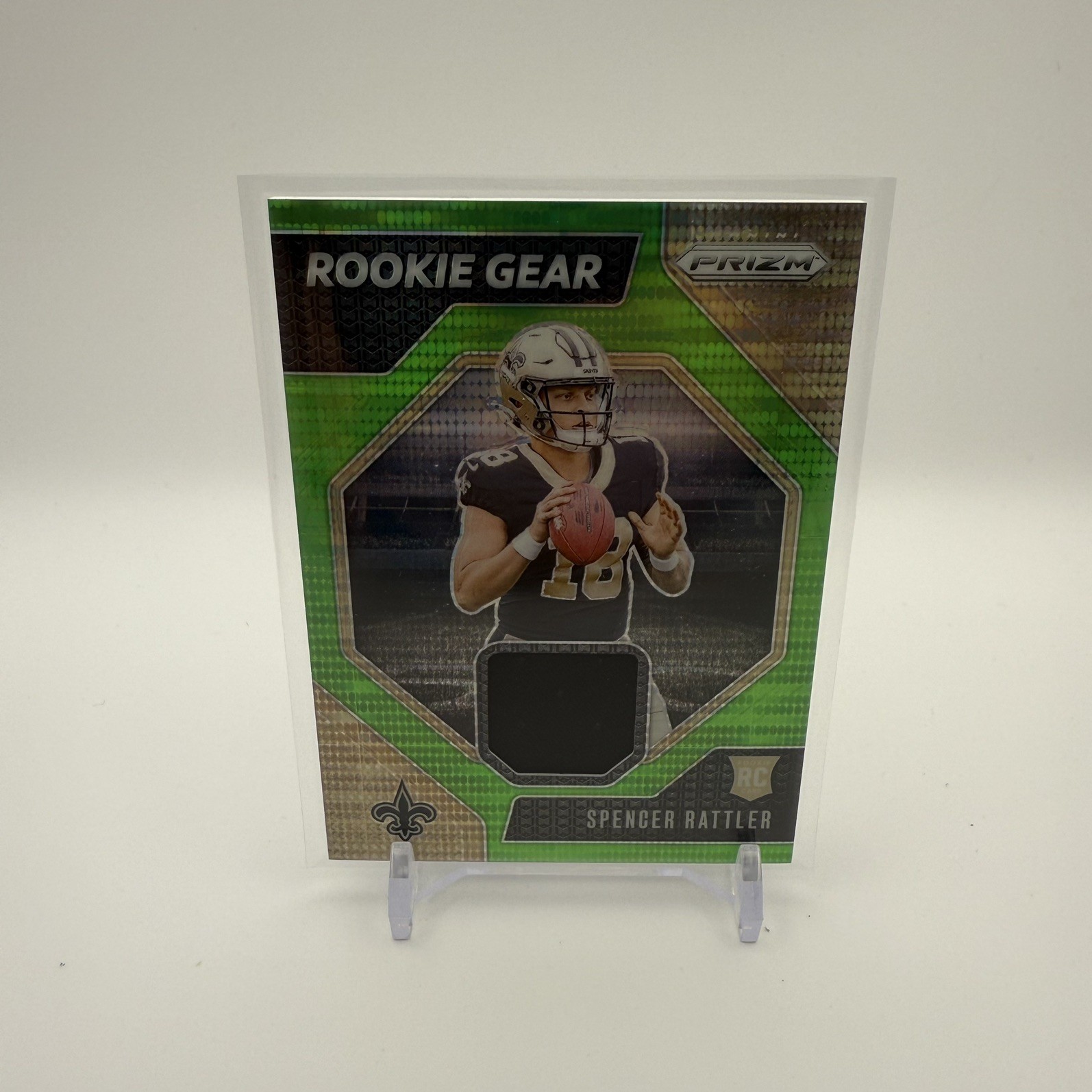 2024 Panini Prizm - Rookie Gear Spencer Rattler #RG-SRR Neon Green Pulsar Prizm