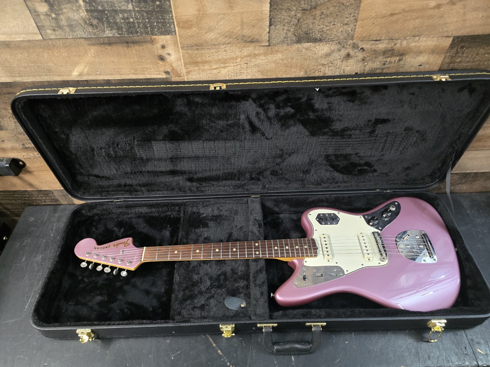 1965 FENDER JAGUAR.  Burgundy Mist Refin W  /  Case.