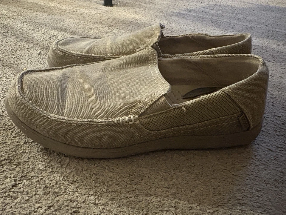 Crocs Zapatos Para Hombres 9 Mocasines Marrón Lona Sin Cordones Informales Comodidad Bajo Foto 3 de 4