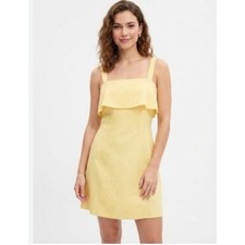 Banana Republic Yellow Linen Blend Fit & Flare Mini Dress Size 6