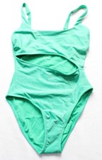Fabletics Women's Shaping Swim Luxe Cut-Out One Piece DH3 Jade/Silver Small NWT