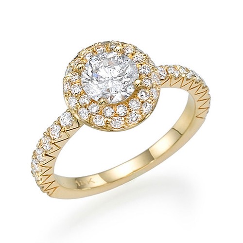 Bague Fiançailles Diamant Simulé 3 Carats - Or Jaune Plaqué 14k Sur Argent 925 - Taille Réglable