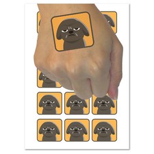 Grumpy Glaring Dog Temporary Tattoo Water Resistant Fake Body Art Set