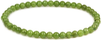 Natural Green Nephrite Bracelet, 4 mm Natural Round Beads Gemstones, 7 Inch