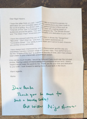 Nigel Havers genuine autograph signed Letter Guaranteed to Pass 3rd Party