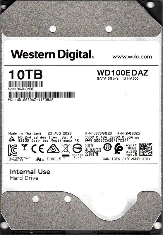 WD100EDAZ-11F3RA0 Thailand P/N: 2W10325 Western Digital 10TB | eBay