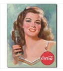 Coca Cola Girl Brunette retro vtg ad reproduction tin sign Licensed metal poster