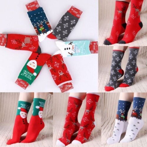 Lovely Christmas Socks Women Men Gift Santa Claus Deer Warm Winter Xmas Funny - Picture 1 of 9