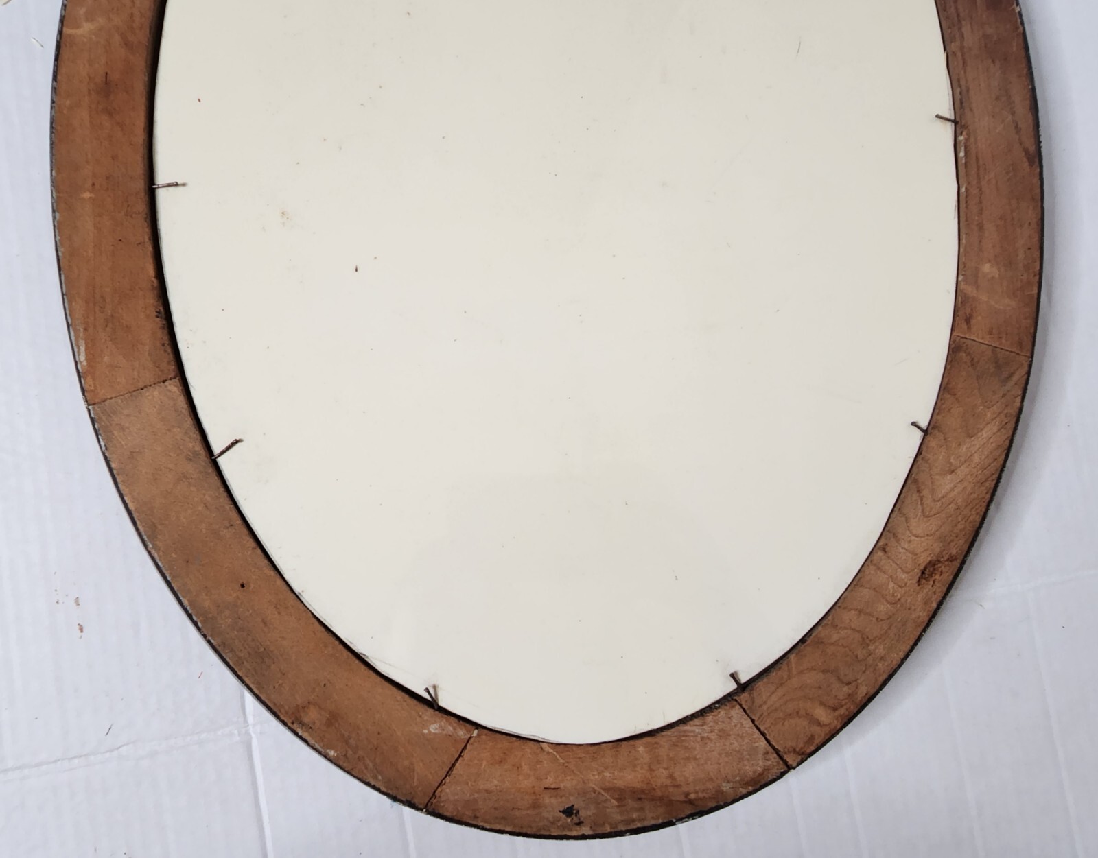Antique Tiger Stripe Wood Oval Picture Frame Convex Bubble Glass 1900's ...