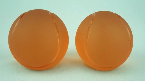 La Murrina Pair paperweights Murano glass sandblasted orange Tennis balls 1900 - Picture 6 of 24