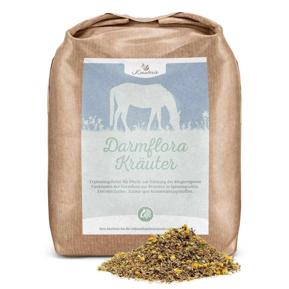 KRAUTERIE 500g Flora Intestinale Erbe per Cavalli, Rafforzamento Funzione Naturale della Flora Intestinale