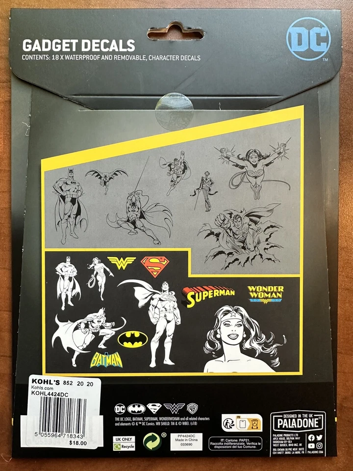DC Marvel Gadget Decals Sticker Batman WonderWoman SuperMan Waterproof Removable - Image 2 of 2