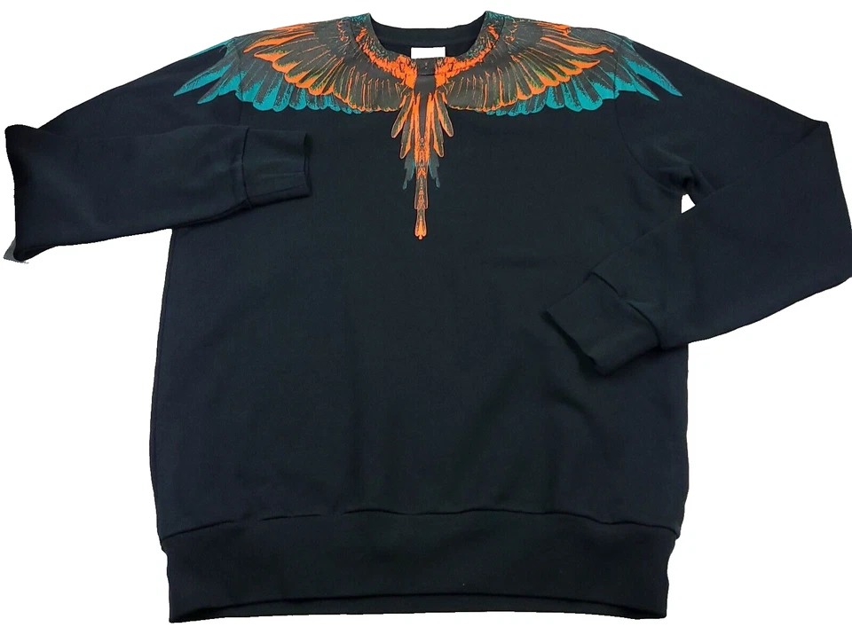 $510 Marcelo Burlon Icon Wings 圆领运动衫黑色男式 M 码 — 第 4/4 张图片