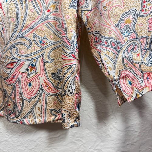 Vintage 80s 90s Satin Blouse 12 Gold Paisley Shiny Indie Art Avant Garde Luxury - Picture 5 of 10