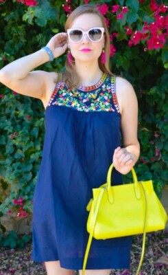 jcrew embroidered linen dress Two Piece Light Sky Blue Sleeveless Round Neck Flowers Appliques Prom Dress US10 / Custom Color main image 1