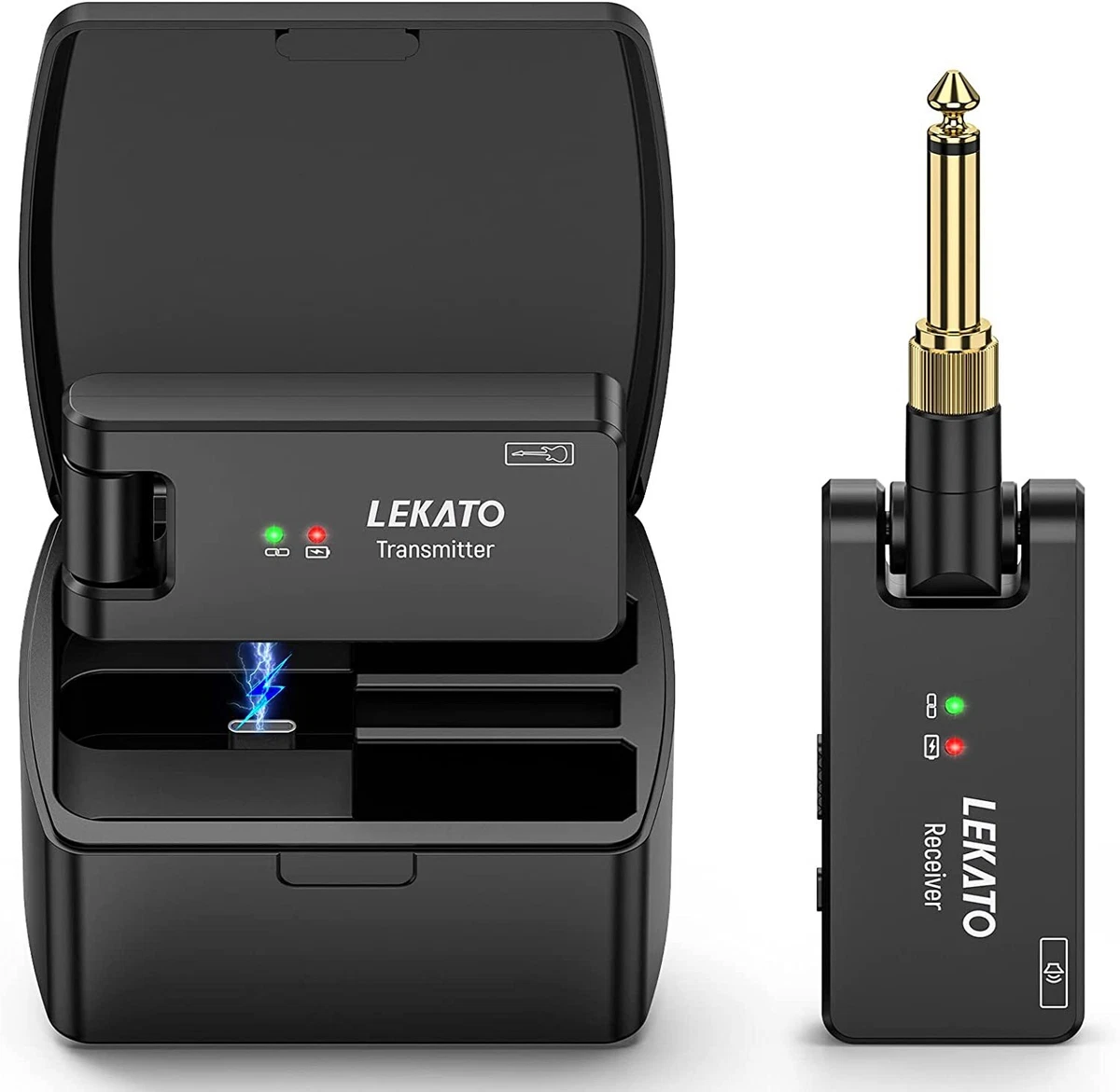 LEKATO WS 100 2.4GHz Wireless Guitar System Transmitter Receiver Charging Box