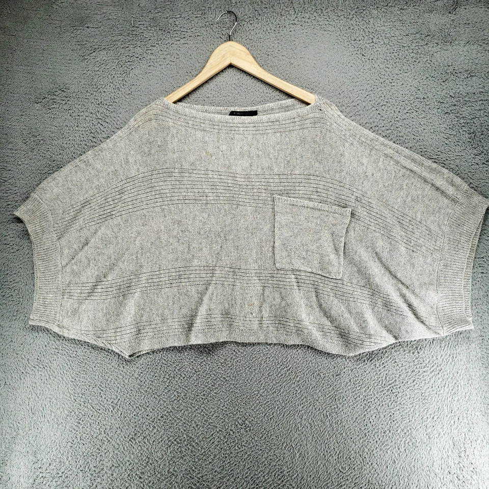 Suéter feminino BCBG MAX AZRIA cintilante cropped boxy mistura de viscose M cinza - Imagem 3 de 4