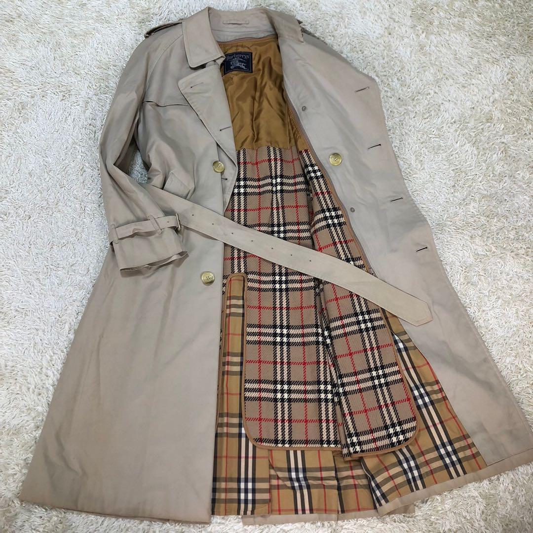 Burberry Men's Beige Trench Coat Nova Check XL Belt Long Liner - Used