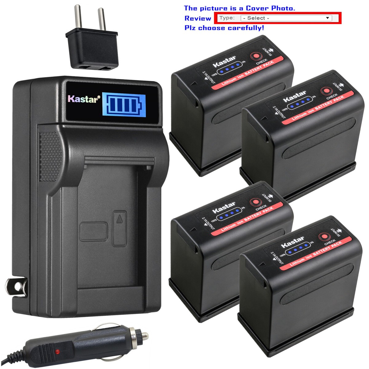 Kastar Battery LCD AC Charger for BP-970G BP-975 Canon UC-X40Hi UC-X45  UC-X50