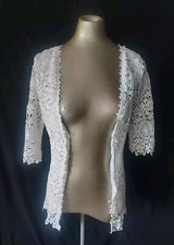 Ivory White Fitted Lace Jacket, Size Small