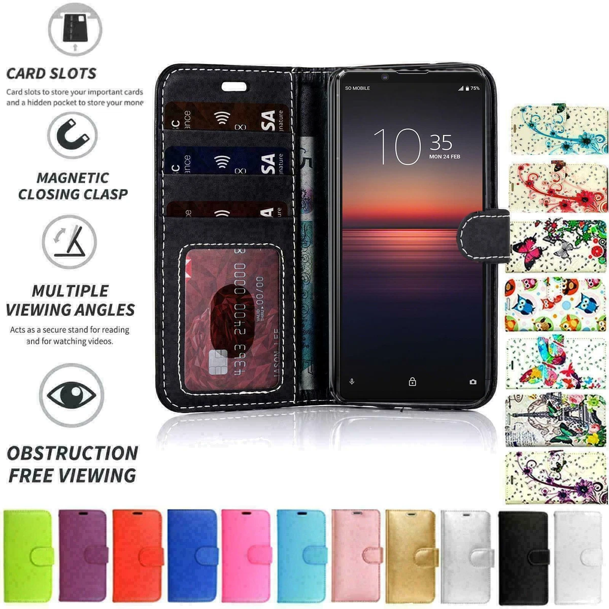 BaiFu Custodia per Sony Xperia 10 II Portafoglio Pelle PU