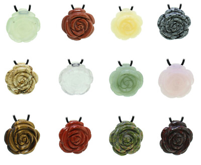 Budawi  Edelstein Schmuck Anhänger Rose Rosenblüte Kettenanhänger mit Lederband