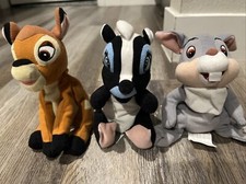 Disney Store 8" Bean Bag Plush Set - Bambi, Thumper  Flower