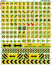 9000-Y DAVE'S DECALS HO SCALE SIZES MODERN ROAD STREET SIGNS ASSORTED MIX