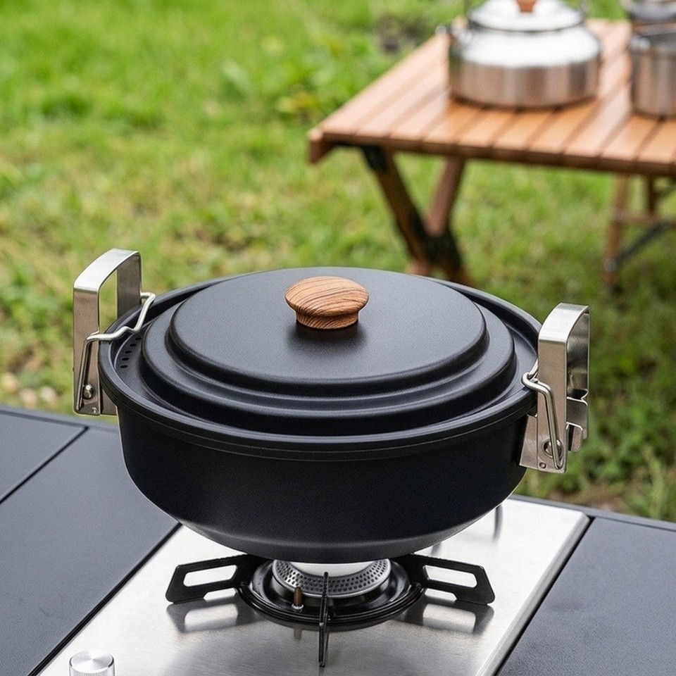 Camping Cookware Set For Outdoor Meals Nesting Storage System For Gas ...