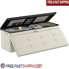 Fireproof Waterproof Storage Ottoman Bench W/ Lock Handles Hidden Storage Safe