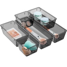 6 Pack Clear Drawer Organizer Set Acrylic Drawer Storage Trays Storage Bins f