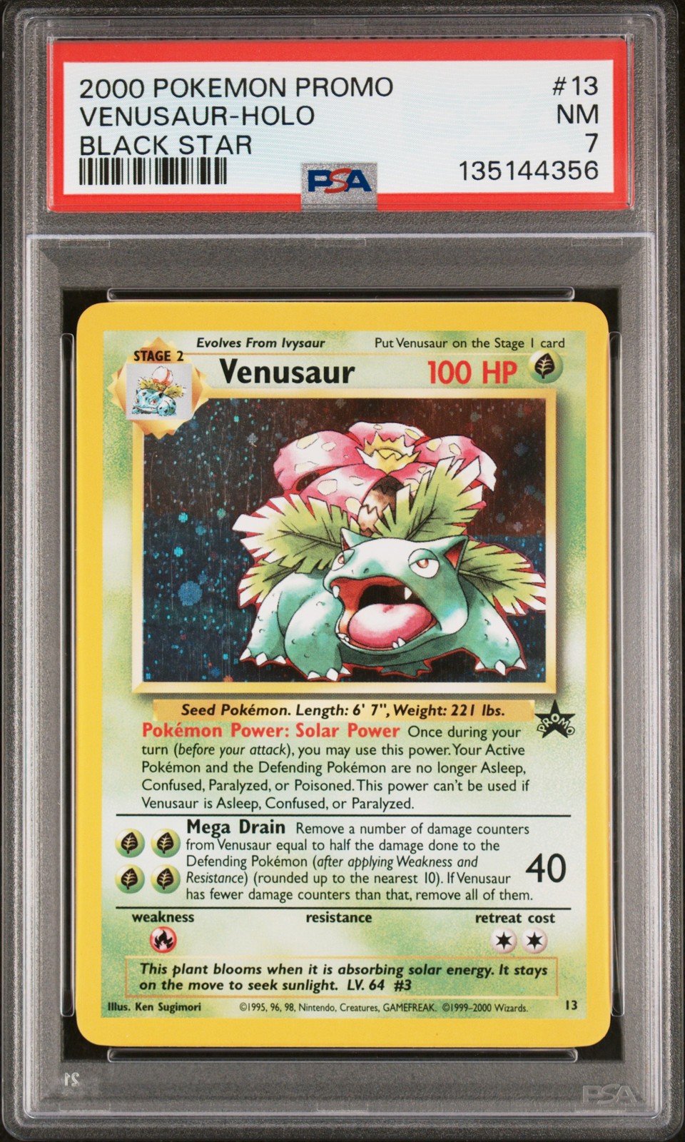 2000 POKEMON PROMO BLACK STAR #13 VENUSAUR-HOLO PSA 7