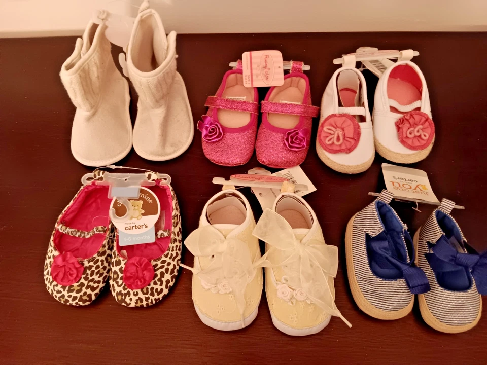 Sapatos Rising Star Child of Mine & Just One You Carters bebê recém-nascido novo com etiquetas 6 pares - Imagem 2 de 4