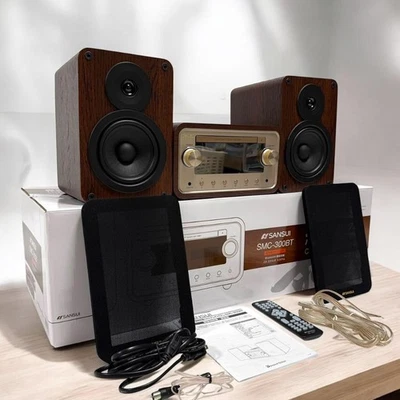 美品　SANSUI SMC-300BT Bluetooth対応 SANSUI、真空管ハイブリッドアンプ搭載のレトロ調コンポ「SMC-300BT