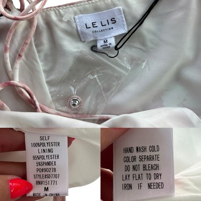 Le Lis Collection Women's Med White Pink Swirl Deep V-neck