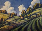 Expressive Vintage Style Gallery Artist Original Large Landscape Painting Signed
