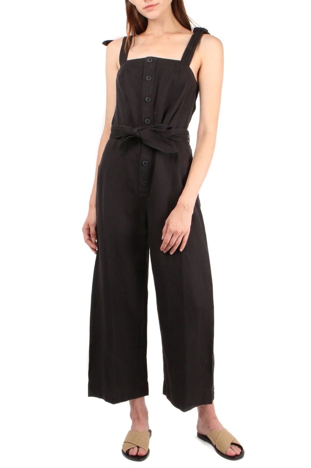 Apiece Apart Jumpsuit Womens 2 Black Cotton Linen Deia NWT