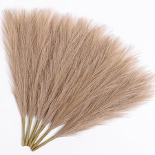 Faux Pampas Grass Decor 17.7 Inch 6pcs, Artificial Pampas Grass Fluffy Home D...