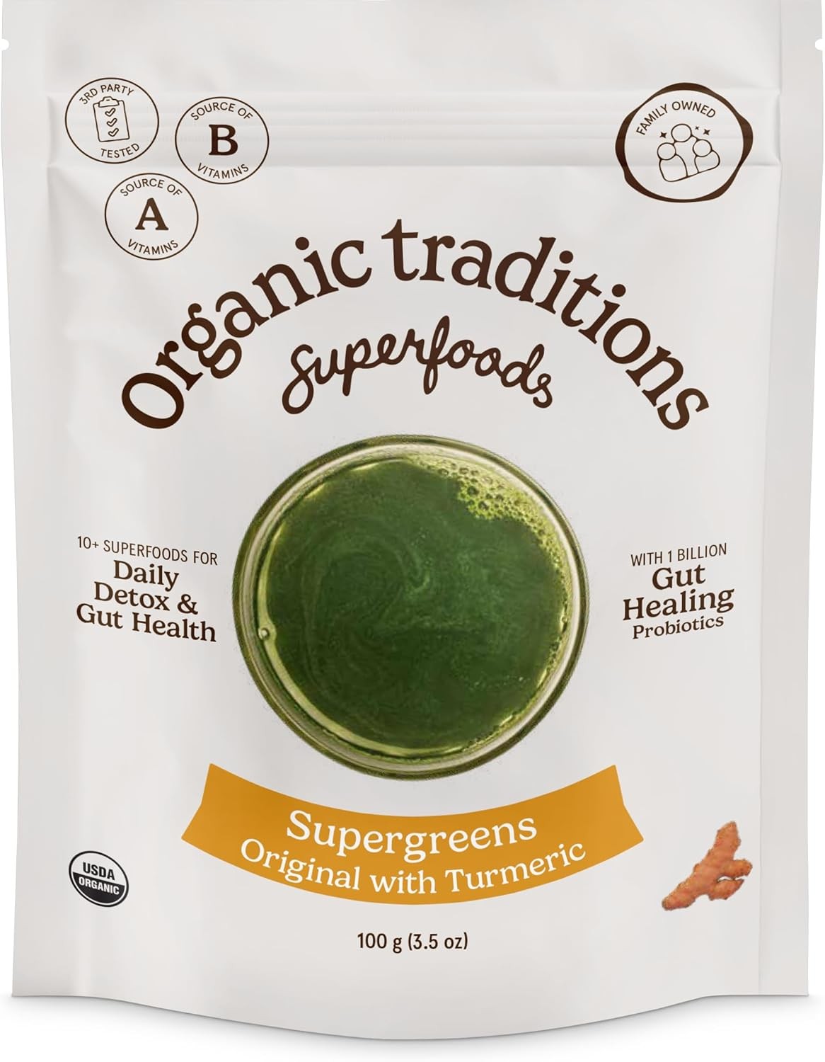 Organic Traditions Super Greens Powder Superfood with Turmer