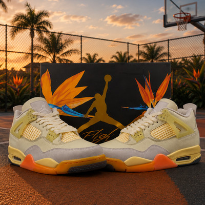 Men - Jordan 4 Retro Beige/Orange HV0823-101 Size US 7-12