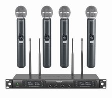 Phenyx Pro PTU-7000-4H 4-Channel UHF Wireless Microphone System 4 Bodypack Mics