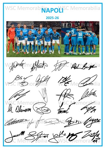 11792. Napoli Signed Team Sheets (A4 Prints) CHOOSE A SEASON 2022-26