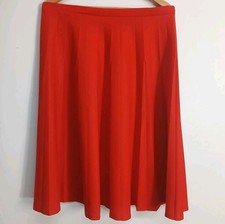 Vintage Perry 100 Polyester Pleated Skirt Size 16 Elastic Waist 28.5"L Red